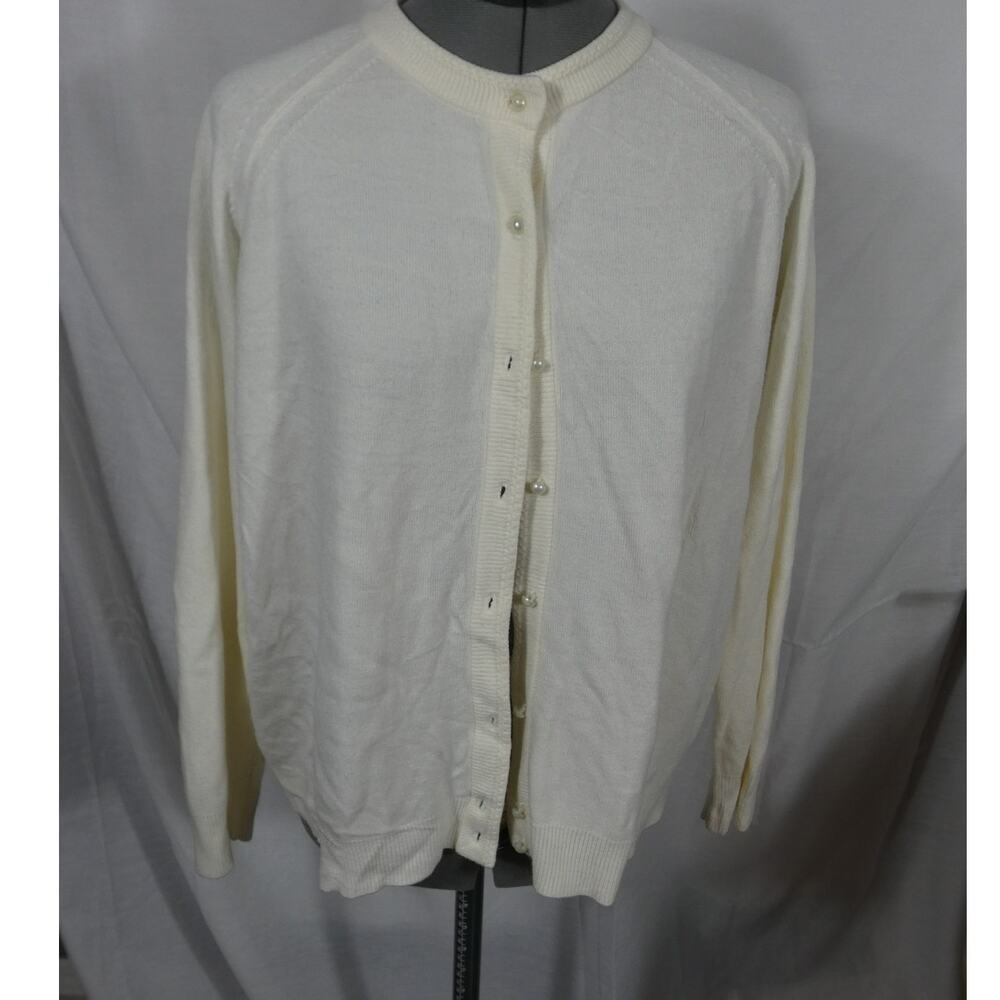 Designers Originals Luxelon XL Cream Button Up Cardigan Sweater Acrylic